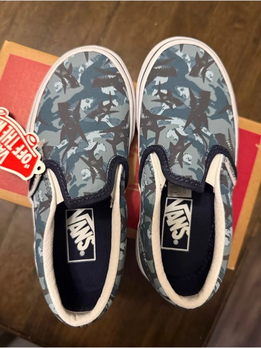 Vans Kids Slip-On Shark Camo Sneakers - Blue & Navy